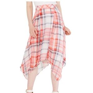 Tommy Hilfiger Plaid Asymmetrical Handkerchief Skirt